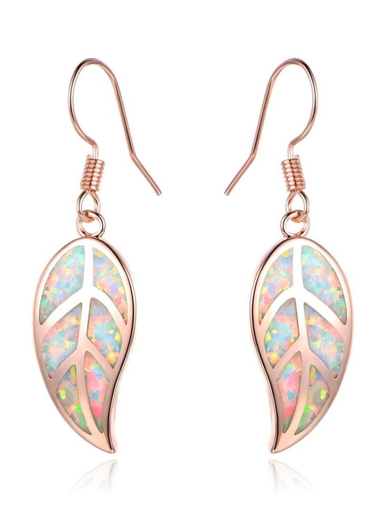 The Unbranded Brand Jewelry - 18K Rose Gold Plated Simulated Opal Leaf Earrings